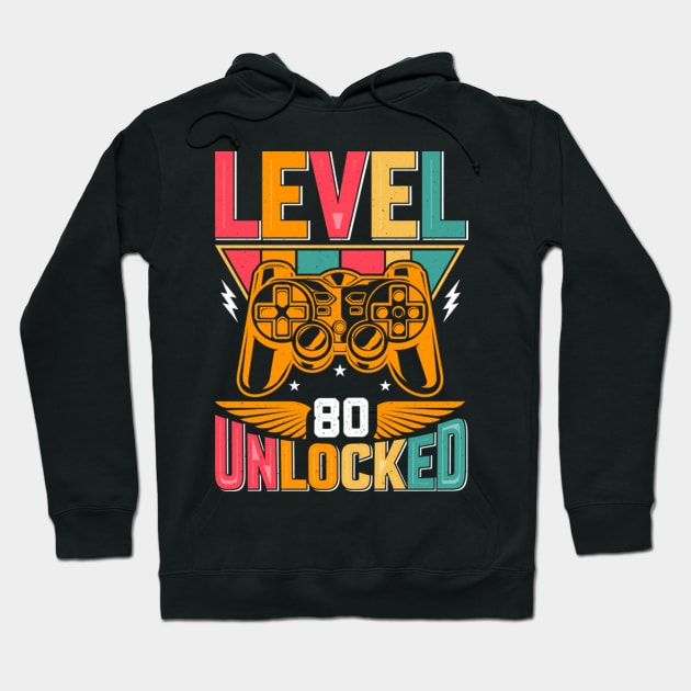 Level 80 Unlocked Awesome Since 1943 Funny Gamer Birthday Hoodie by susanlguinn